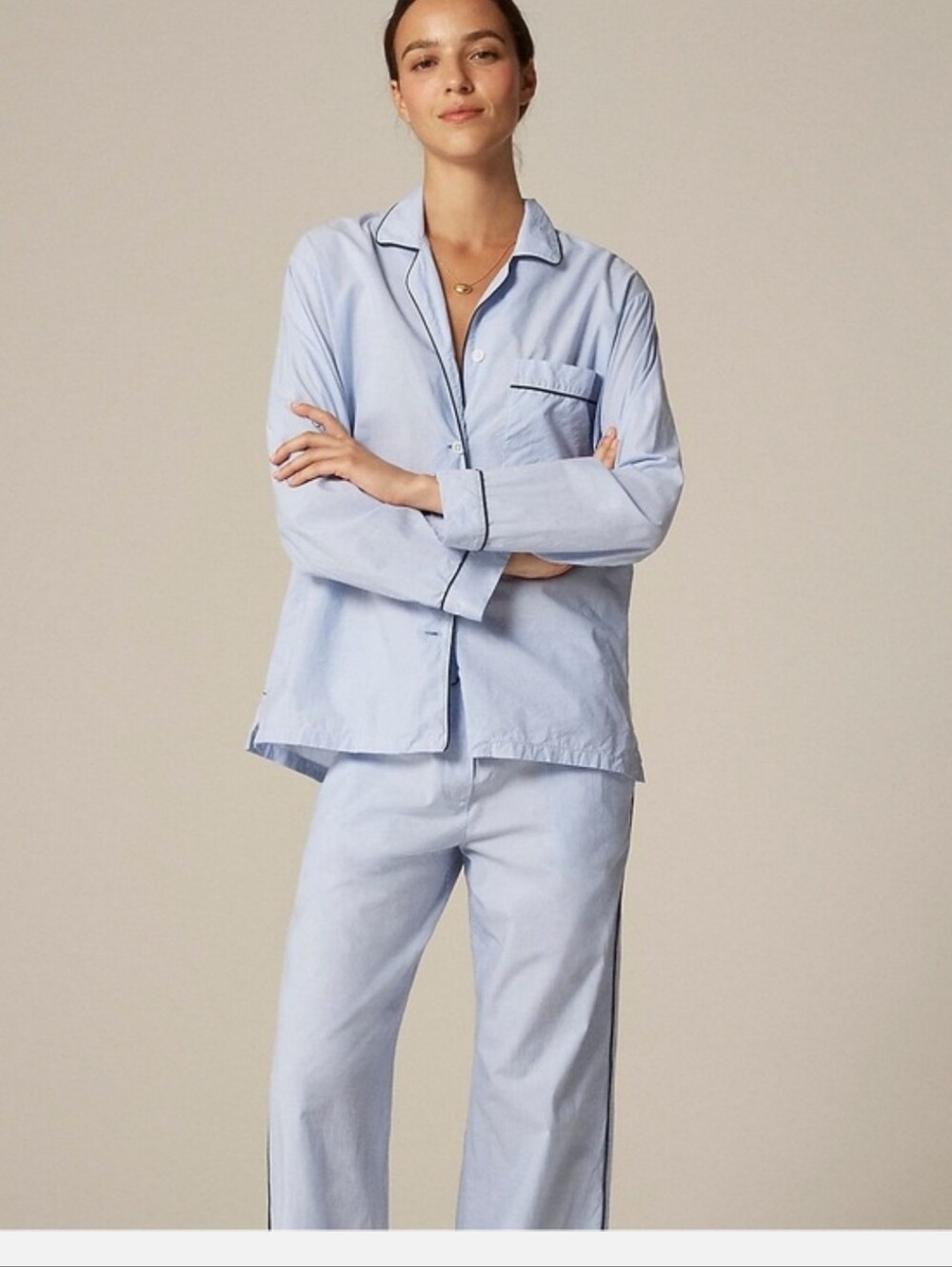 NWT J Crew Cotton End on End Sleep Set XXS Blue PJs Pajama Pant CN214 J.Crew